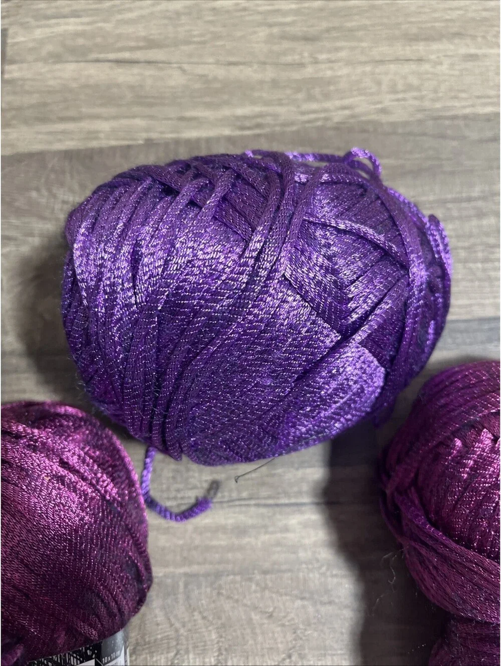 3 Plus Skeins Patons Metallic Nylon Blend Yarn - 3 oz Metallic Fuchsia & Purple